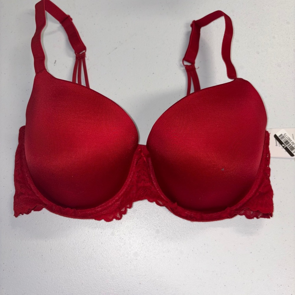 Target Smooth Light Lift Comfort Wire Demi Coverage Bra Red Lace 38D NWT